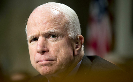 FILE - In this Feb. 4, 2016, file photo, Senate Armed Services Committee Chairman Sen. John McCain, R-Ariz. listens to testimony by U.S. Forces-Afghanistan Commander and Resolute Support Commander Gen. John Campbell, on Capitol Hill in Washington. McCain says the "loose talk" in the presidential campaign about reviving waterboarding and other interrogation methods skips over the fact that the technique failed to obtain lifesaving intelligence. (AP Photo/Manuel Balce Ceneta, File)