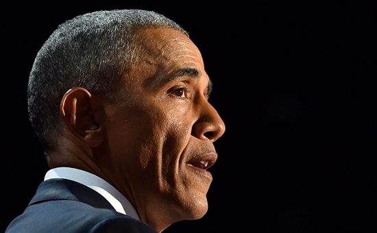 US President Barack Obama speaks during his farewell address in Chicago, Illinois on January 10, 2017. Barack Obama closes the book on his presidency, with a farewell speech in Chicago that will try to lift supporters shaken by Donald Trump's shock election. / AFP PHOTO / Nicholas Kamm