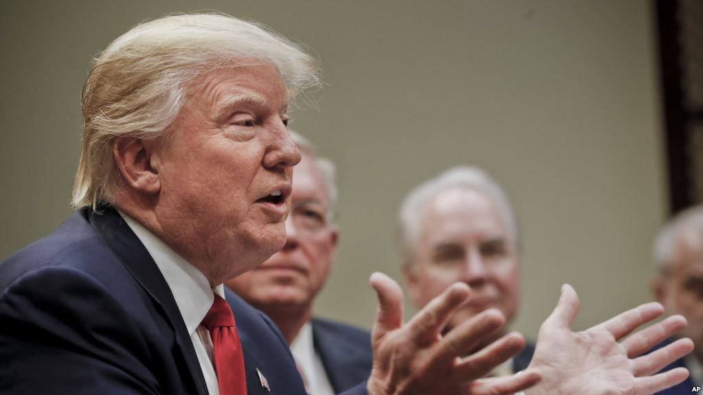 President Donald Trump speaks during his meeting with health insurance company executives in the Roosevelt Room of the White House in Washington, Monday, Feb. 27, 2017. (AP Photo/Pablo Martinez Monsivais)