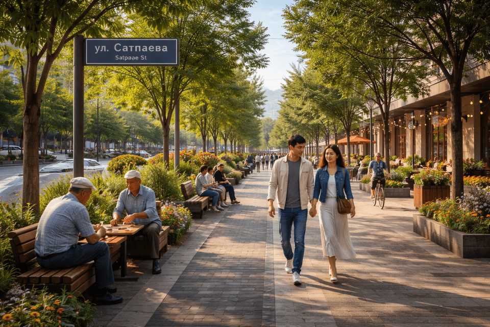 Прохожие на Сатпаева