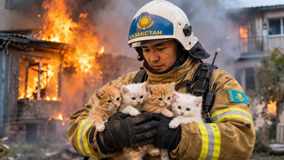 Пожарник с котятами