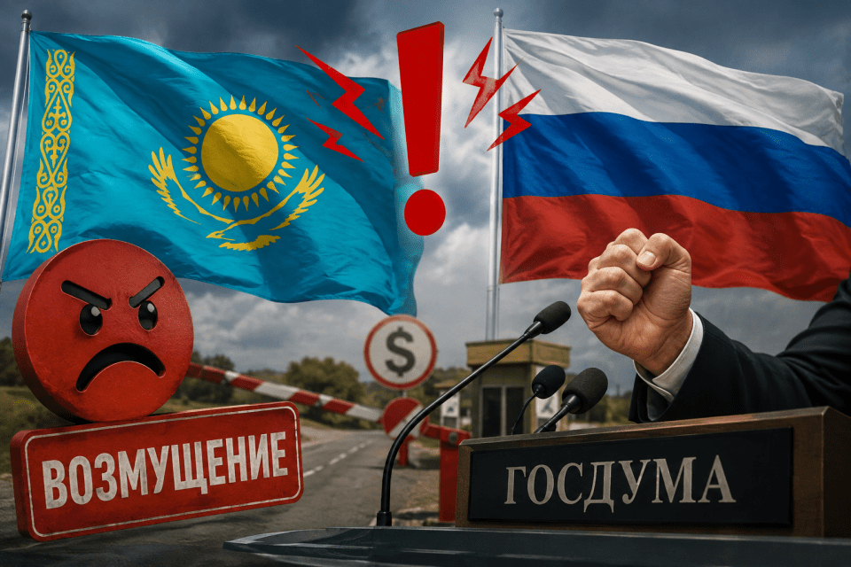 Флаги Казахстана и России
