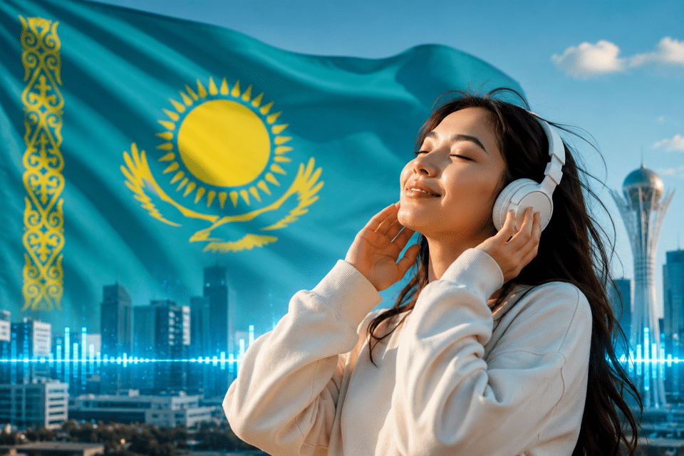 Девушка слушает музыку
